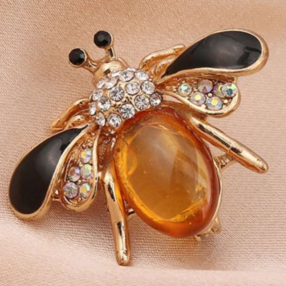 Cubic Zirconia Amber Bee Brooch